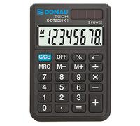Calculatrice de Poche DONAU Tech/K-DT2081-01 Fonction Racine à 8 Chiffres/ 90x60x11mm/ Couleur: Noir/Calculatrice avec Affichage à 8 Chiffres/Double Alimentation/Design Compact