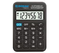 Calculatrice de Poche DONAU Tech/K-DT2083-01 Fonction Racine à 8 Chiffres/ 89x56x11mm/ Couleur : Noir/Calculatrice avec Affichage à 8 Chiffres/Fonctionnement sur Piles/Design Compact
