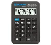 Calculatrice de Poche DONAU Tech/K-DT2084-01 Fonction Racine à 8 Chiffres/ 97x60x11mm/ Couleur : Noir/Calculatrice avec Affichage à 8 Chiffres/Fonctionnement sur Piles/Design Compact