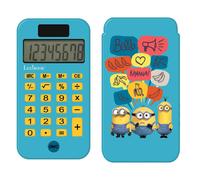 Calculatrice de Poche Minions avec Couvercle de Protection, Fonctions Classiques et évoluées, à Piles et Solaire bleu TU