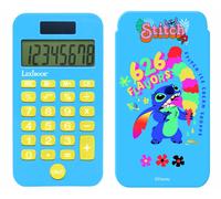 Lexibook Calculatrice de poche Disney Stitch, couvercle de protection, piles et solaire, bleu