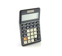 Calculatrice de table Office Box LT-A01 en aluminium - 12 chiffres, écran LCD maximum, bouton on/off, double solaire + batterie (noir)