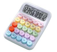 Calculatrice électronique créative colorée couleur bonbon, grand écran LCD à 12 chiffres et grands boutons ronds, calculatrice mécanique à clé inspirée de la machine à écrire pour bureau,