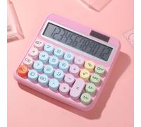 Calculatrice mécanique 12 chiffres Grand écran LCD Gros boutons ronds Écran inclinable 15��Colorée mignonne Candy Double alimentation Calculatrice adaptée au bureau École Maison pour enfants Étudiants