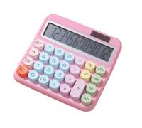 Calculatrice mécanique avec grand écran à 12 chiffres, grand clavier à boutons ronds, écran inclinable à 15°, double alimentation, convient pour le bureau, l'école, la maison, idéal pour les étudiants
