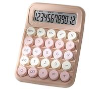 Calculatrice mécanique avec grand écran LCD à 12 chiffres, calculatrice de base avec grand bouton antidérapant, calcul précis pour bureau, maison, école - Latte