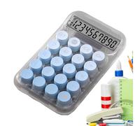 Calculatrice mécanique ronde transparente Dopamine | Couleur Gradient Bureau Calculatrice Finance | Corps ABS Affichage LED Outil Bureau Compact 95x150mm