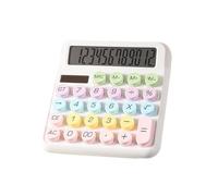 Calculatrice mignonne à 12 chiffres d'énergie solaire Boutons ronds mignons | Calculatrices de bureau élégantes pour bureau bureau maison salle de classe université travail entreprise voyage extérieur
