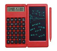 Calculatrice pliable et tablette d'écriture LCD de 15,2 cm avec écran 12 chiffres avec stylet et bouton d'effacement pour enfants, adultes, utilisation à la maison, au bureau, à l'école