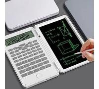 Calculatrice Scientifique avec Bloc-Notes, Calculatrice à Affichage LCD à 10 Chiffres, Calculatrice de Bureau Multifonctionnelle Pocket Mute pour Étudiants, Lycées et Collèges (Blanc)