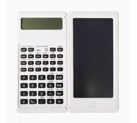 Calculatrice Scientifique avec Tablette d'Écriture Effaçable Écran LCD à 11 Chiffres Foldable Calculette Simple 15.5×16cm，pour Bureau École，Noir，Blanc(White)