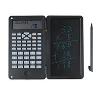 Calculatrice Scientifique avec Tablette d'écriture LCD effaçable, Calculatrice mathématique, écran LCD à Deux Lignes avec Bloc-Notes, Tablette d'écriture, Fournitures