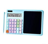 Calculatrice solaire à 12 chiffres, avec tableau d'écriture LCD, calculatrice électronique numérique avec bloc-notes pour bureau, travail, école (bleu)