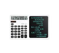 Calculatrice Solaire Multifonction avec Bloc-Notes pour L'Écriture Manuscrite, la Comptabilité Financière, L'Informatique et le Dessin (Blanc)