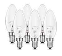 Caldarax Ampoule Bougie E14 Dimmable 230V, Flamme Bougie, 2700K Blanc Chaud, 400LM, E14 Petit Culot à Vis, C35 Transparent, Ampoules Décoratives, Pour Lustre, Lampe de Bureau, Pack de 6