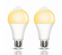 Caldarax Ampoule Détecteur de Mouvement E27 9W, 800LM Blanc Chaud 3000K Ampoule LED E27 Capteur PIR, Auto On/Off, pour Couloir, Escalier, Garage, AC 220V, 120 Degrees, Lot de 2