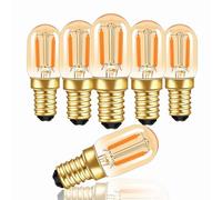Caldarax Ampoule E14 Filament LED Vintage 1W 220V, 100LM Verre Ambré Blanc Chaud 2200K, Équivalent 10W, Mini Tubulaire T22 E14 SES Ampoule Décorative Rétro pour Veilleuse, Non Dimmable, Lot de 6