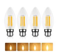 Caldarax Ampoule LED à Baïonnette B22 Bougie, 4W Équivalent Incandescente/Halogène 40W, Dimmable, Blanc Chaud 2700K, 400LM, AC 230V, C35 Filament Vintage, pour Lustres, Plafonnier, Applique, Lot de 4