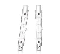 Caldarax Lot de 2 Ampoule Halogène R7s 78mm 48W 230V Dimmable, J78 Ampoule Halogene Crayon, 680LM 2700K Blanc Chaud, Projecteur Halogène Linéaire pour Éclairage Paysager, Sécurité, Lampadaire