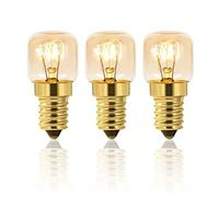 Caldarax Lot de 3 Ampoule de Four E14 Dimmable, T22 Pygmy Lamps, Résistant jusqu'à 300 Degrés, 80LM, AC220V-240V, 2700K Blanc Chaud, pour Four Frigo, Lampe de Sel, Fours Grill