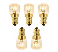Caldarax Lot de 5 Ampoule de Four E14 T22, Dimmable, Blanc Chaud 2700K, 80LM, AC 230V, Résistant jusqu'à 300 Degrés, Ampoule à Sel Pygmy Lamps, Pour Four, Frigo, Lampe de Sel, Fours Grill