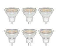 Caldarax Lot de 6 Ampoule GU4 LED 3W Spot, Blanc Chaud 3000K, Équivalent 20W 30W Lampe Halogène, 300LM, AC/DC 12V-24V, 120° Faisceaux, Non-dimmable, Avec Verre de Protection Transparent