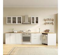 Caldion Buffet de Cuisine Ensemble Complet Armoires de Cuisine encastrées Meuble Haut et Bas Armoire Suspendue complète 240 cm sans Plan de Travail 9 pièces