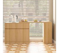 Caldion Bureau d'angle avec tiroir et porte, en forme de L et de U, commode avec table réglable, couleur bois, 120 x 40 x 78 cm, 120 + 40 x 40 x 78 cm