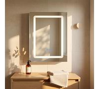 Caldion Miroir Salle de Bain avec 3 éclairages LED Armoire de Salle de Bain Anti-buée Armoire avec 3 miroirs Armoire de Salle de Bain Suspendue étagères Murale avec Portes vitrées 50x12x70cm Blanc