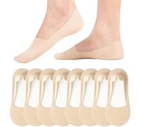 Caldodo Chaussettes Invisibles Femme 39-42 35-38, Chaussettes Basses et Courtes en Nylon Socquettes antidérapantes pour Mocassins Loafers Ballerines Escarpins, 8 Paires, Beige