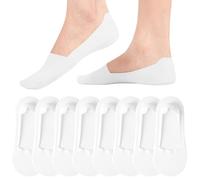 Caldodo Chaussettes Invisibles Femme 39-42 35-38, Chaussettes Basses et Courtes en Nylon Socquettes antidérapantes pour Mocassins Loafers Ballerines Escarpins, 8 Paires, Blanc
