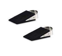 Cale de Porte en Caoutchouc,2 pièces Butoir de Porte Antidérapant avec Supports en Acier Inoxydable,Résistants Caoutchouc Cale Portes au Sol pour Genre Carrelage,Sol,Béton, Tapis(Noir)