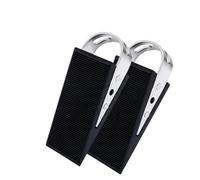 Cale de Porte en Caoutchouc, Résistante aux Rayures, Double face Antidérapante, Poignée en Acier Inoxydable, Empilable, Robuste, pour la Maison, le Bureau, l'hôtel, Lot de 2, Noir