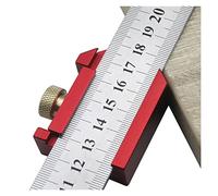Cale étalon métrique, Angle Scriber règle en acier bloc de positionnement ligne de travail du bois jauge de Scriber en alliage d'aluminium for la menuiserie bricolage outils de mesure(Red with ruler)