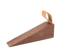 Cale Porte 1 butée de porte en bois massif, antidérapante, protection for bébé, corde en cuir, anti-collision, décoration créative for portail, hêtre/noyer noir(Large Black Walnut)