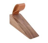 Cale Porte 1 butée de porte en bois massif, antidérapante, protection for bébé, corde en cuir, anti-collision, décoration créative for portail, hêtre/noyer noir(Small Black Walnut)
