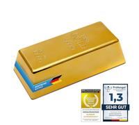 Cale-porte en lingot d'or et presse-papiers - Un drôle de cale-porte en faux or à s'y méprendre