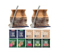 Calebasse Maté Kit x 2 Échantillons De Yerba Mate Biologique 10x 50 g et Bombilla Maté