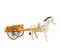 Calèche mécanique - Figurine mobile de style antique, cheval au galop électrique, pièce de collection de bureau classique, modèle de chariot à jouets pour décoration de crèche, salle de classe, salon,