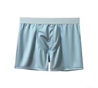 Caleçon ample confortable en soie glacée satinée pour homme - Tissu doux respirant - Taille élastique - Sous-vêtements d'intérieur pour une utilisation toute la journée (L bleu)