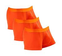 CaleçOn AthléTique Taille Basse pour Homme Boxer en Coton Extensible avec Pochette De Soutien Boxer De Sport De Couleur Unie (Orange-3PC,L)