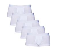 CaleçOn AthléTique Taille Basse pour Homme Boxer en Coton Extensible avec Pochette De Soutien Boxer De Sport De Couleur Unie (Blanche-5PC,M)