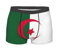 Caleçon boxer pour homme Drapeau de l'Algérie Regular Soft et élastique Short pour tous les jours, Noir , L