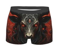 Calecon Boxer Uomo Diable Satan Chèvre Cornes Pentagramme Rouge Boxer Confortable Trunks Caleçons Anti-Frottement et Respirants L