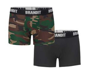 Caleçon Boxershorts Logo 2 paires Brandit - Black/Woodland S