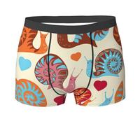 Caleçon boxeur confortable en coton imprimé galaxie pour homme, Joli escargot., L