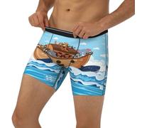 Caleçon boxeur long pour homme - Animaux sur l'arche de Noé Sous-vêtements Boxer avec bande élastique, noir, Medium