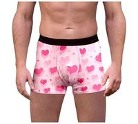 Caleçon boxeur pour homme avec pochette de contour pour homme - Boxer pour la Saint-Valentin - Taille moyenne avec cœurs bombés, rose clair, XXL