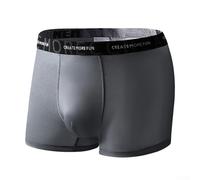 Caleçon boxeur respirant en soie glacée pour homme avec poche, tissu doux et léger pour un usage quotidien (taille L, gris foncé)