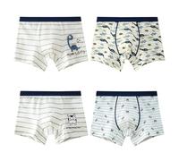 CaleçOn Coton GarçOn 4 PièCes Boxer AntibactéRien - Confortable Et Doux Elasticité Motif Enfantin DéContracté Quotidien Respirant sans Couture